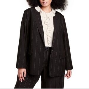 Nili Lotan x Target Women's Pinstripe Classic Blazer in Anthracite Black Sz 1X